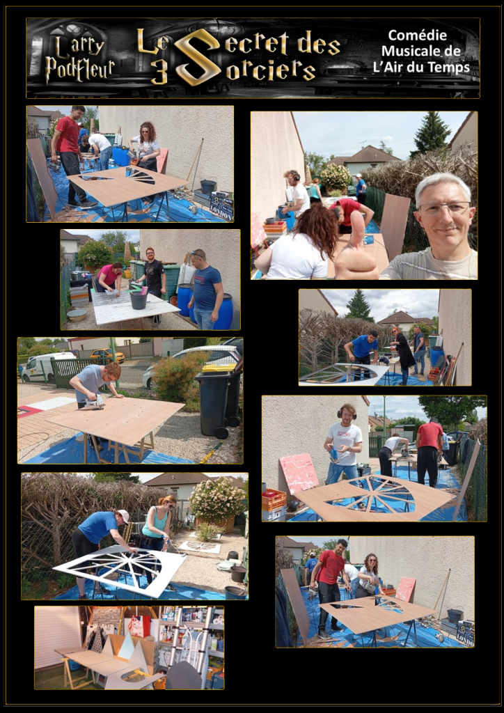 photo du bricolage et avancement des décors de la troupe